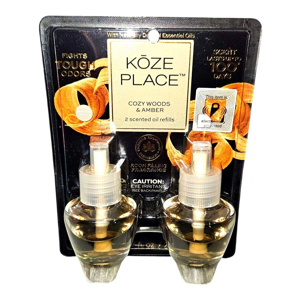 3X Kōze Place Cozy Woods & Amber Oil Refills Set Of Three 6 Refills Total New